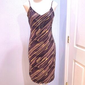 Vintage Von Mozart Purple Gold Slip Dress Large 90s Y2K Glam Sequin Detail‎ USA